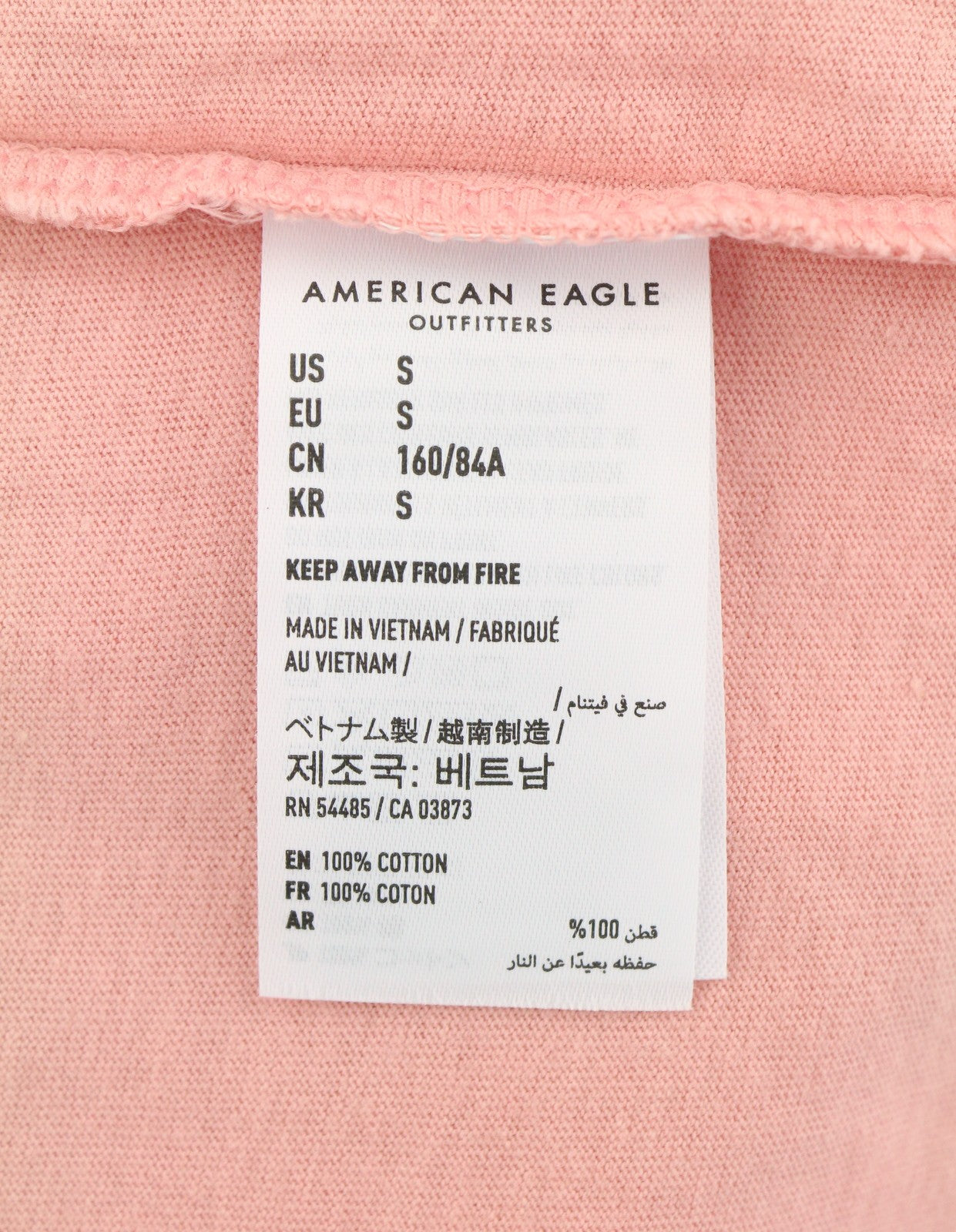 AMERICAN EAGLE OUTFITTERS Women T-Shirt S Pink Tricot Cotton Crew Short Sleeve