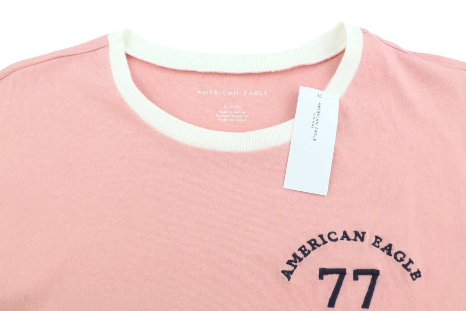 AMERICAN EAGLE OUTFITTERS Women T-Shirt S Pink Tricot Cotton Crew Short Sleeve