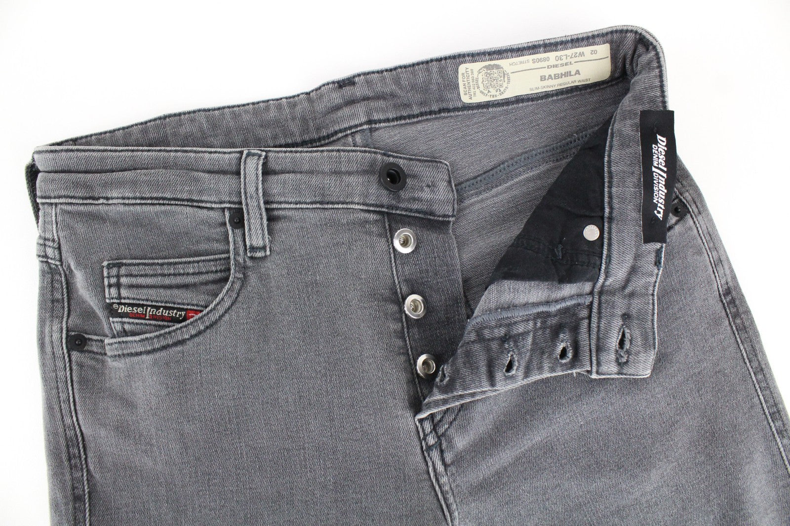 DIESEL Babhila 0890S Women Jeans W27/L30 Stretch Grey Slim Skinny Button-Fly