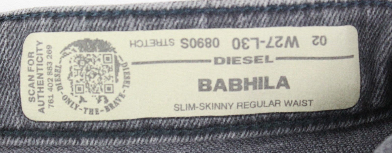 DIESEL Babhila 0890S Women Jeans W27/L30 Stretch Grey Slim Skinny Button-Fly