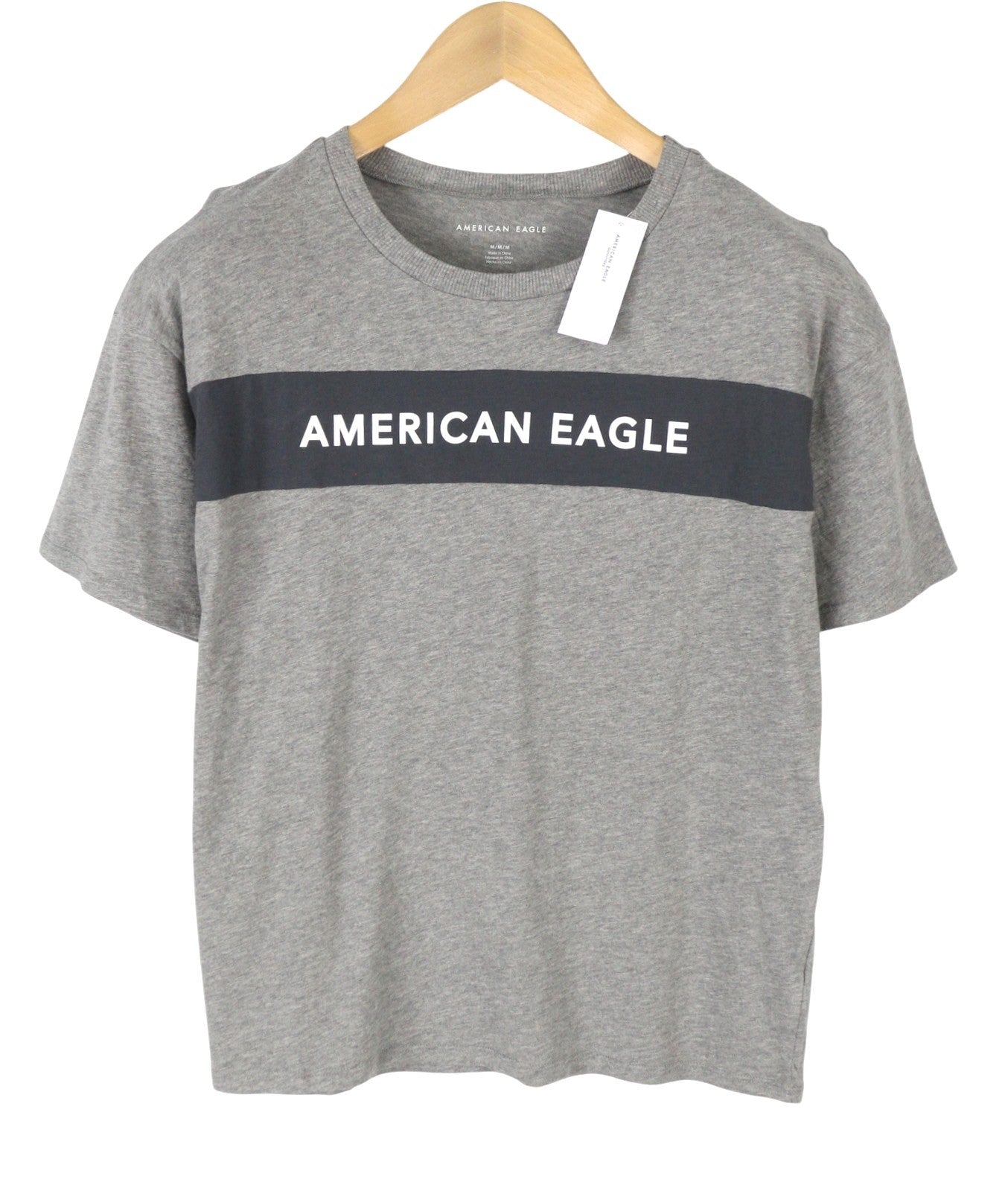 AMERICAN EAGLE OUTFITTERS Women T-Shirt M Grey Melange Tricot Short Sleeve