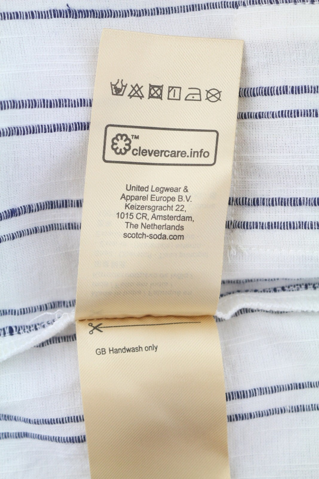 SCOTCH & SODA Men Shirt M White Relaxed Pinstriped Baseball Short Sleeve