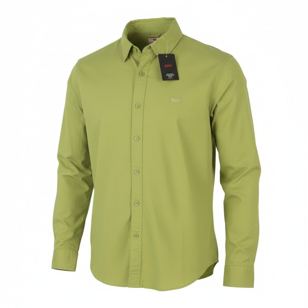 LEVI'S Battery Men Shirt XL Green Slim Fit Spread Collar Button-Up