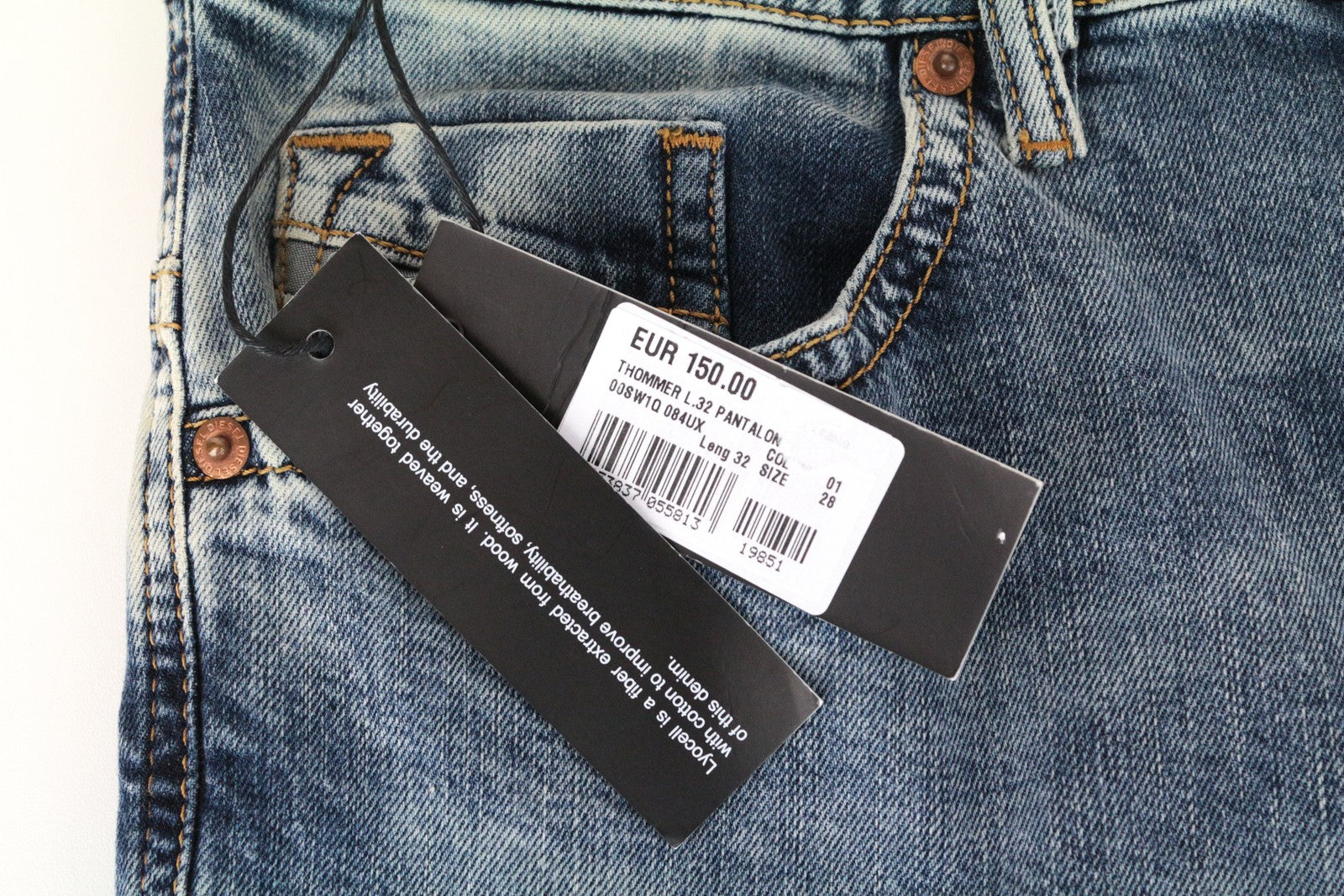 DIESEL Thommer 084UX Men Jeans W28/L32 Slim Skinny Blue Wash Stretch Denim