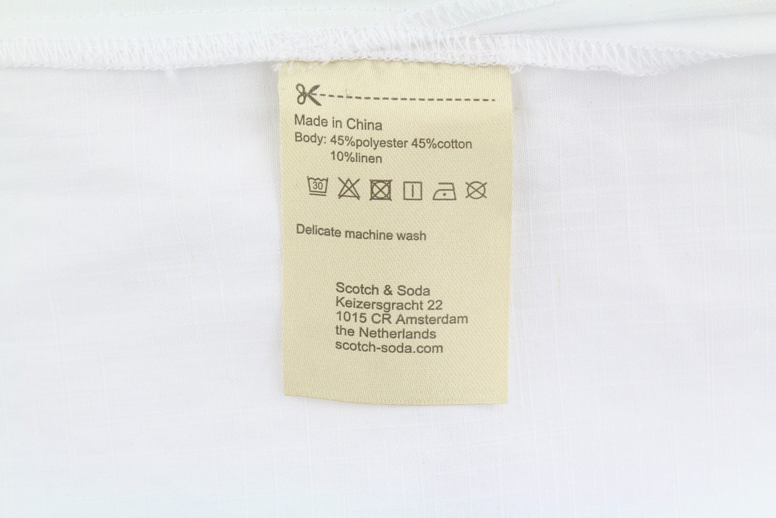 SCOTCH & SODA Men T-Shirt M White Linen Blend Patch Pocket Short Sleeve