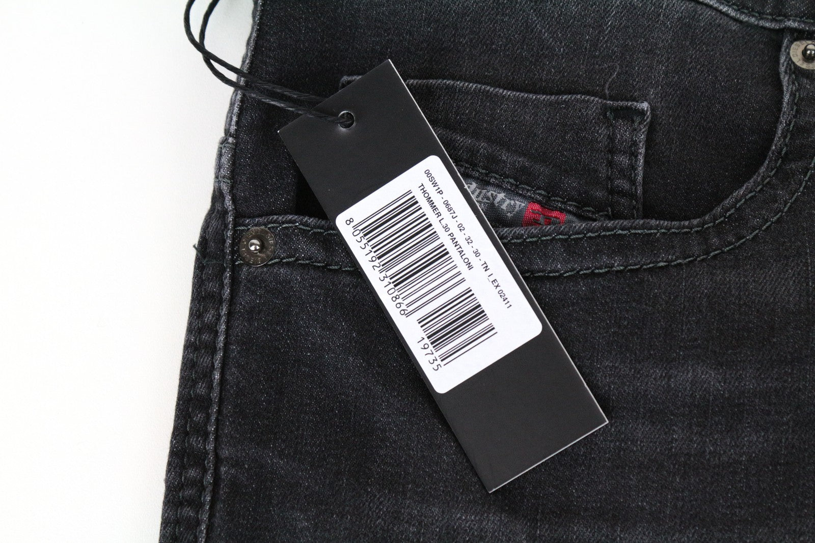 DIESEL Thommer 0687J Men Jeans W32/L30 Slim Skinny Fit Cotton Stretch Grey