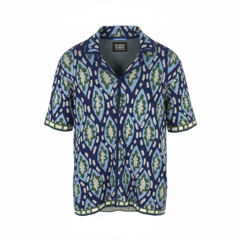 SCOTCH & SODA Men Jumper M Multicolored Patterned Button Short Sleeve Cardigan