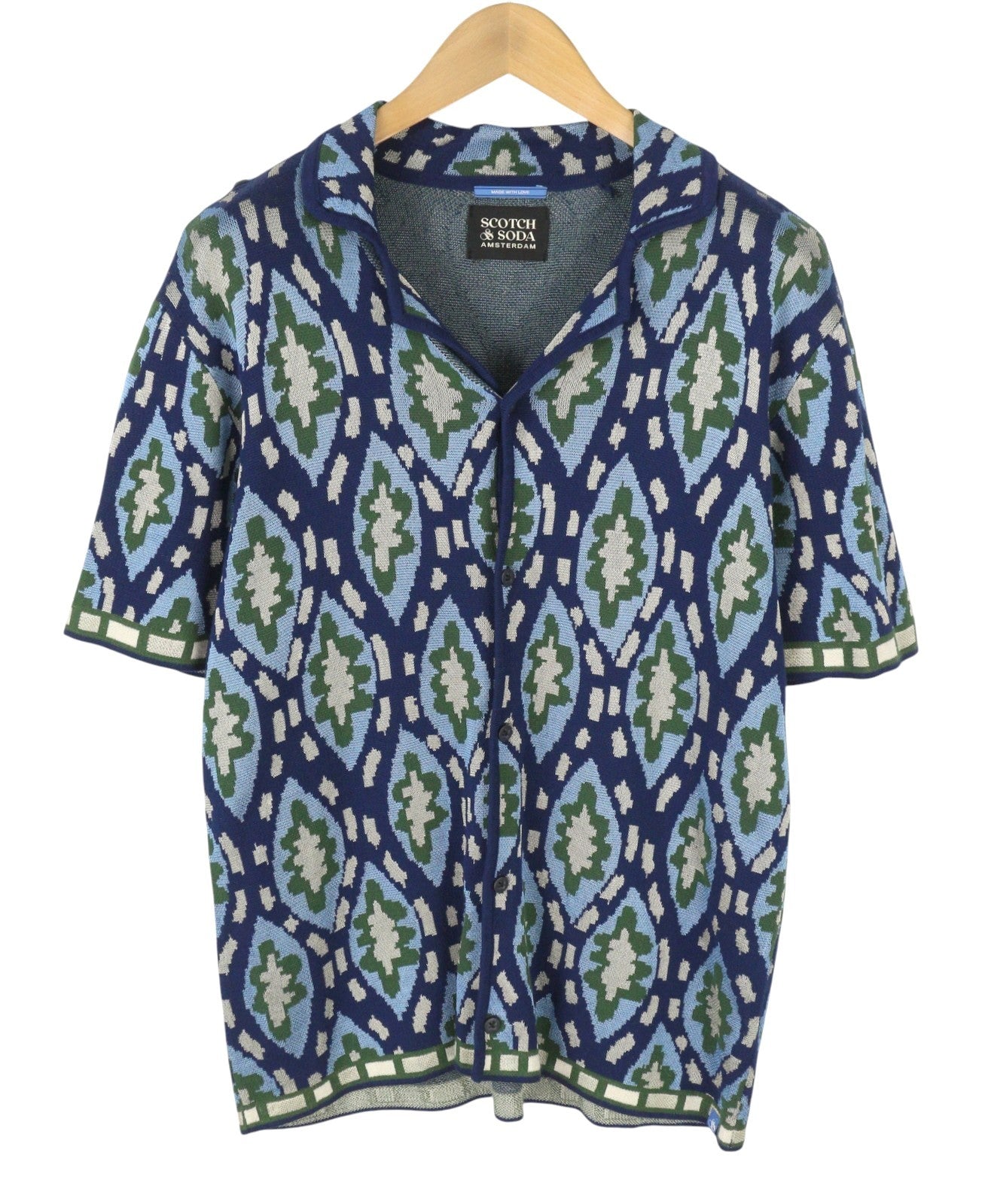SCOTCH & SODA Men Jumper M Multicolored Patterned Button Short Sleeve Cardigan