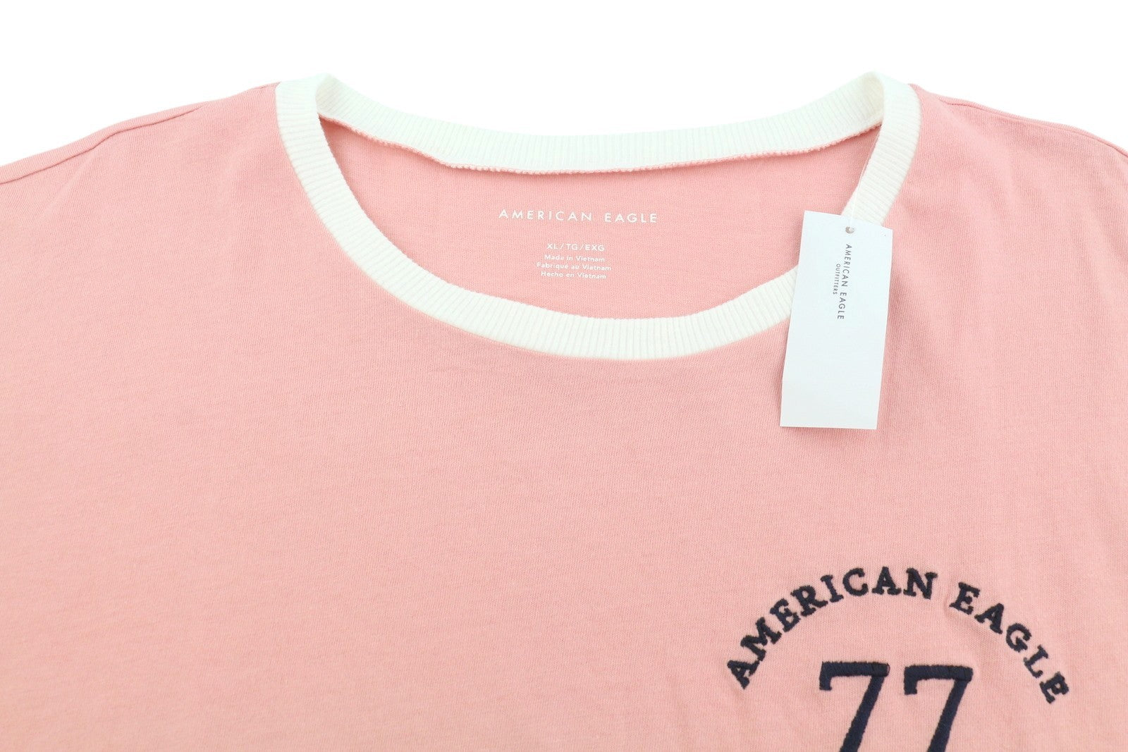 AMERICAN EAGLE OUTFITTERS Women T-Shirt XL Pink Tricot Cotton Crew Short Sleeve