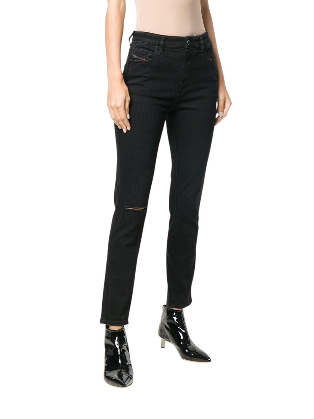 DIESEL Babhila-High 084ZN Women Jeans W25/L30 Slim Skinny Black Ripped Stretch