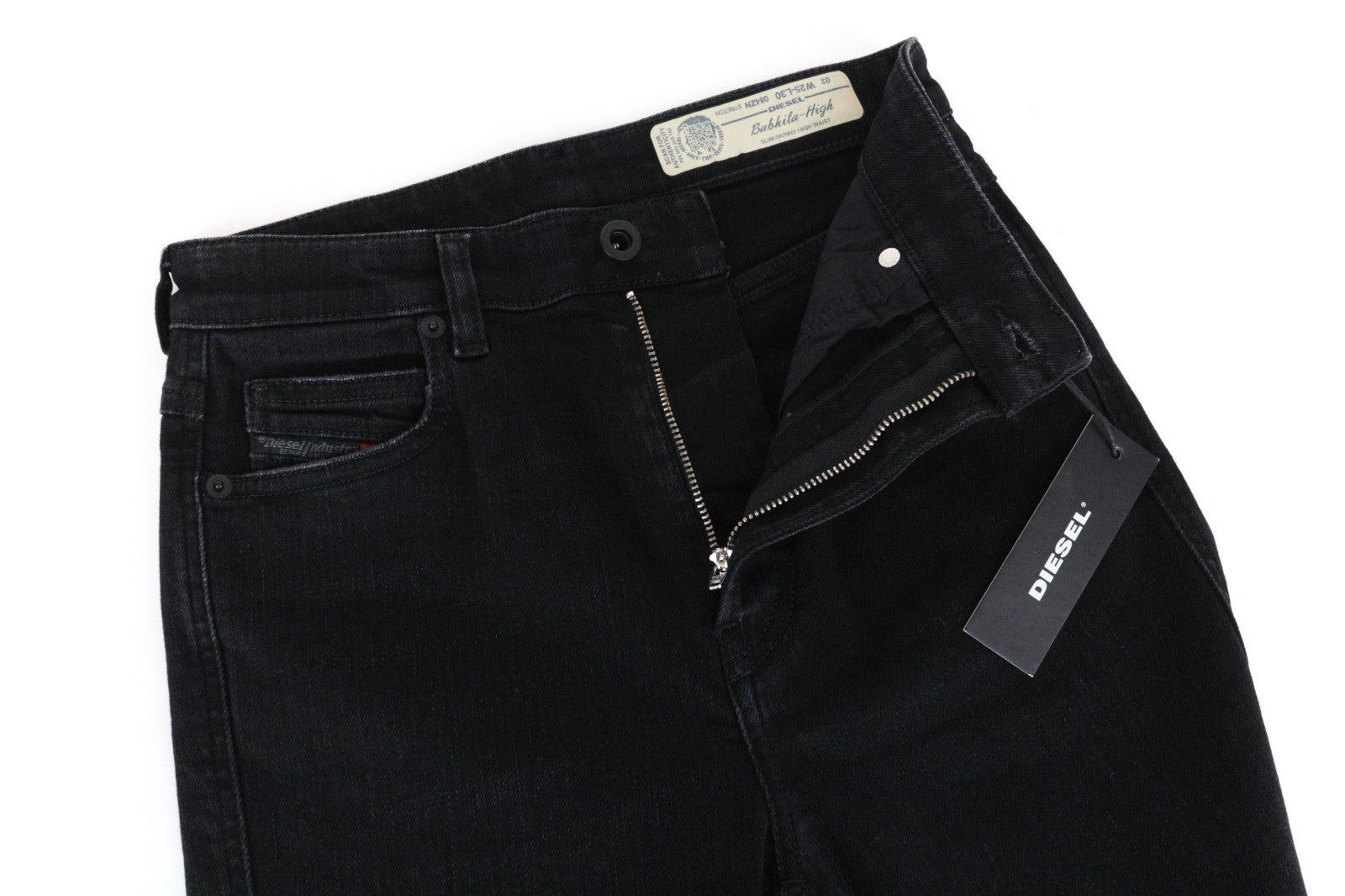 DIESEL Babhila-High 084ZN Women Jeans W25/L30 Slim Skinny Black Ripped Stretch