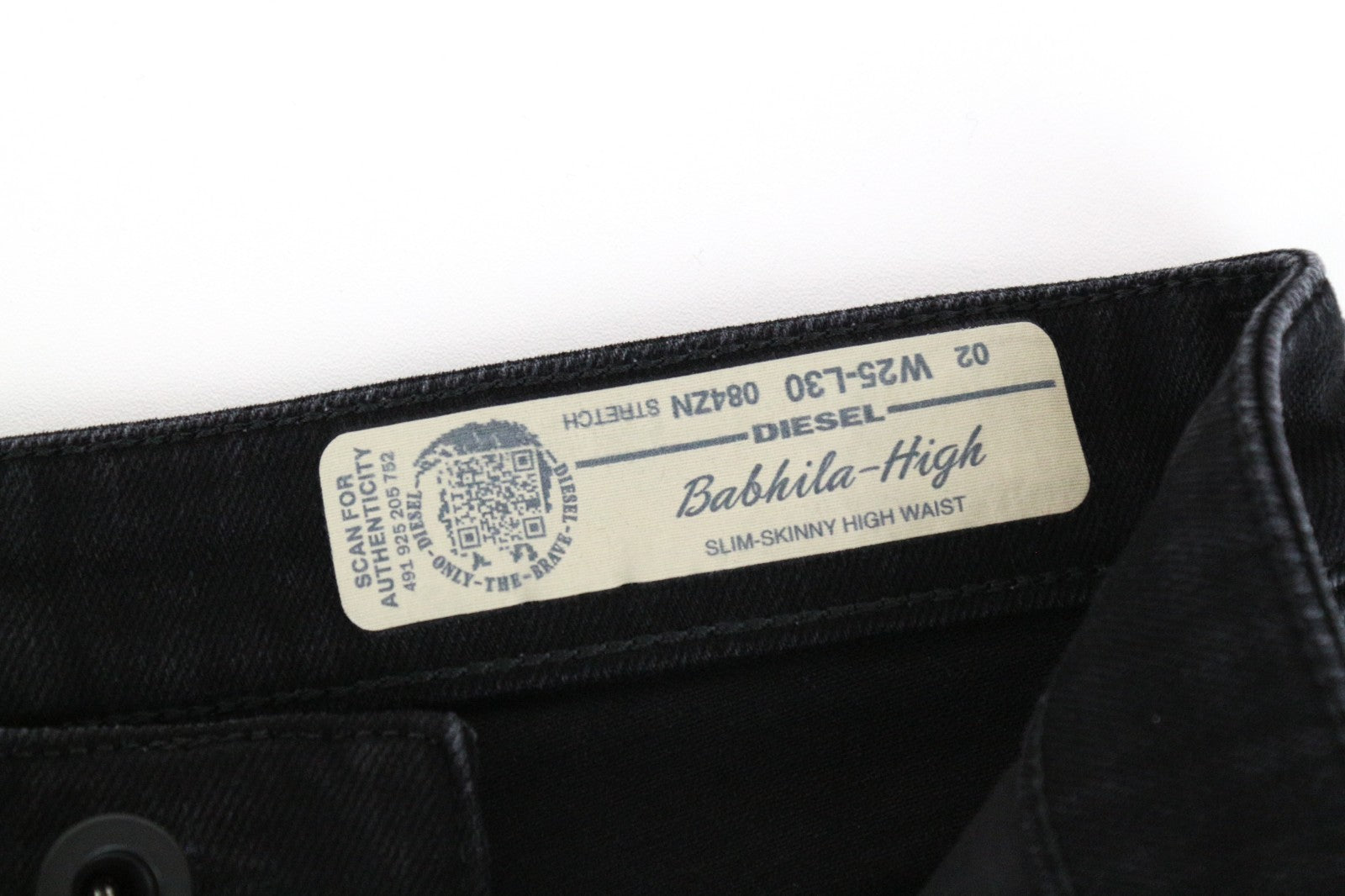 DIESEL Babhila-High 084ZN Women Jeans W25/L30 Slim Skinny Black Ripped Stretch