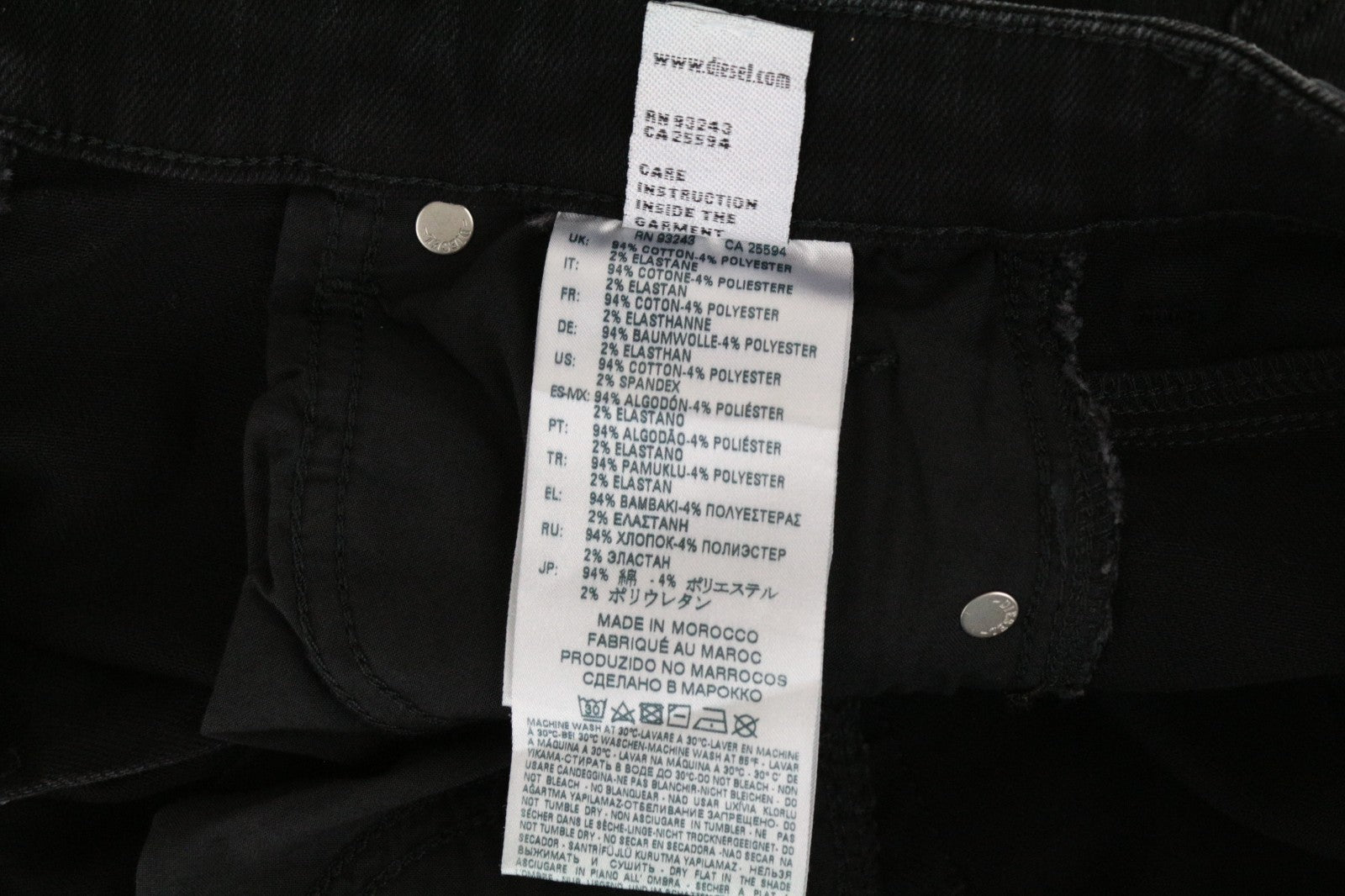 DIESEL Babhila-High 084ZN Women Jeans W25/L30 Slim Skinny Black Ripped Stretch