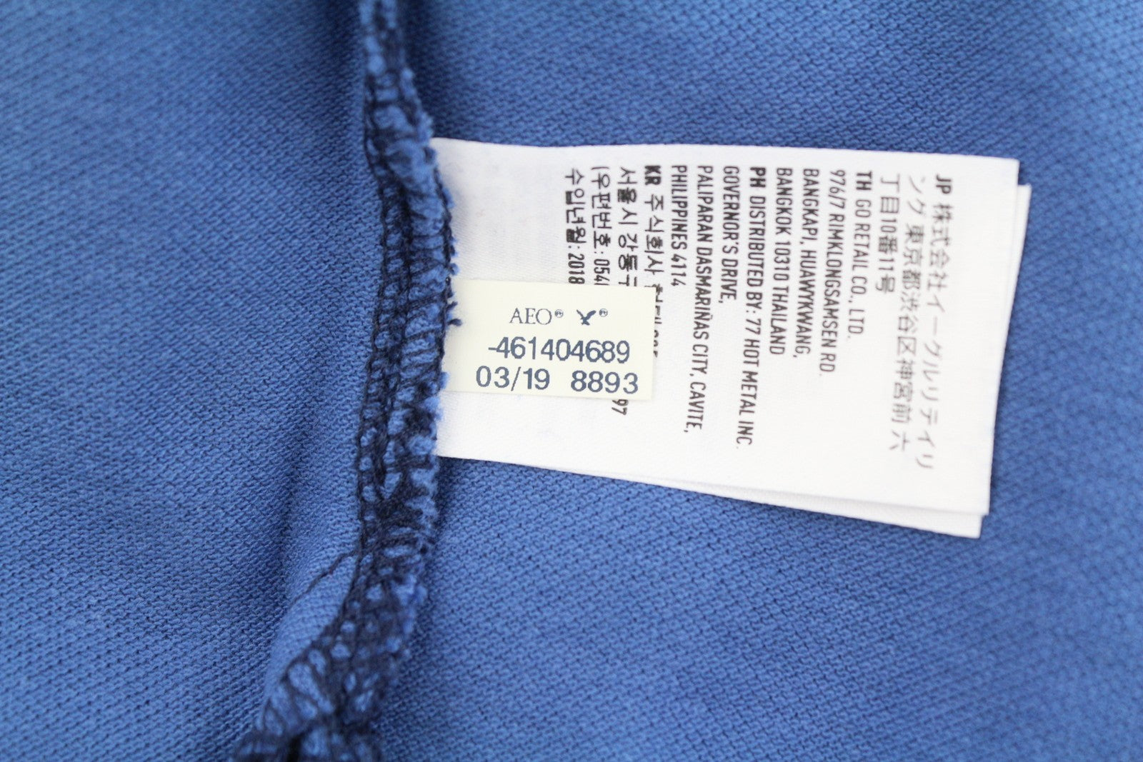 AMERICAN EAGLE OUTFITTERS Men Polos XS Blue Cotton Patterned Short Sleeve