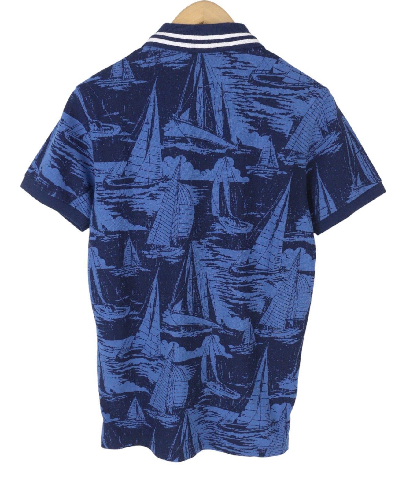 AMERICAN EAGLE OUTFITTERS Men Polos XS Blue Cotton Patterned Short Sleeve