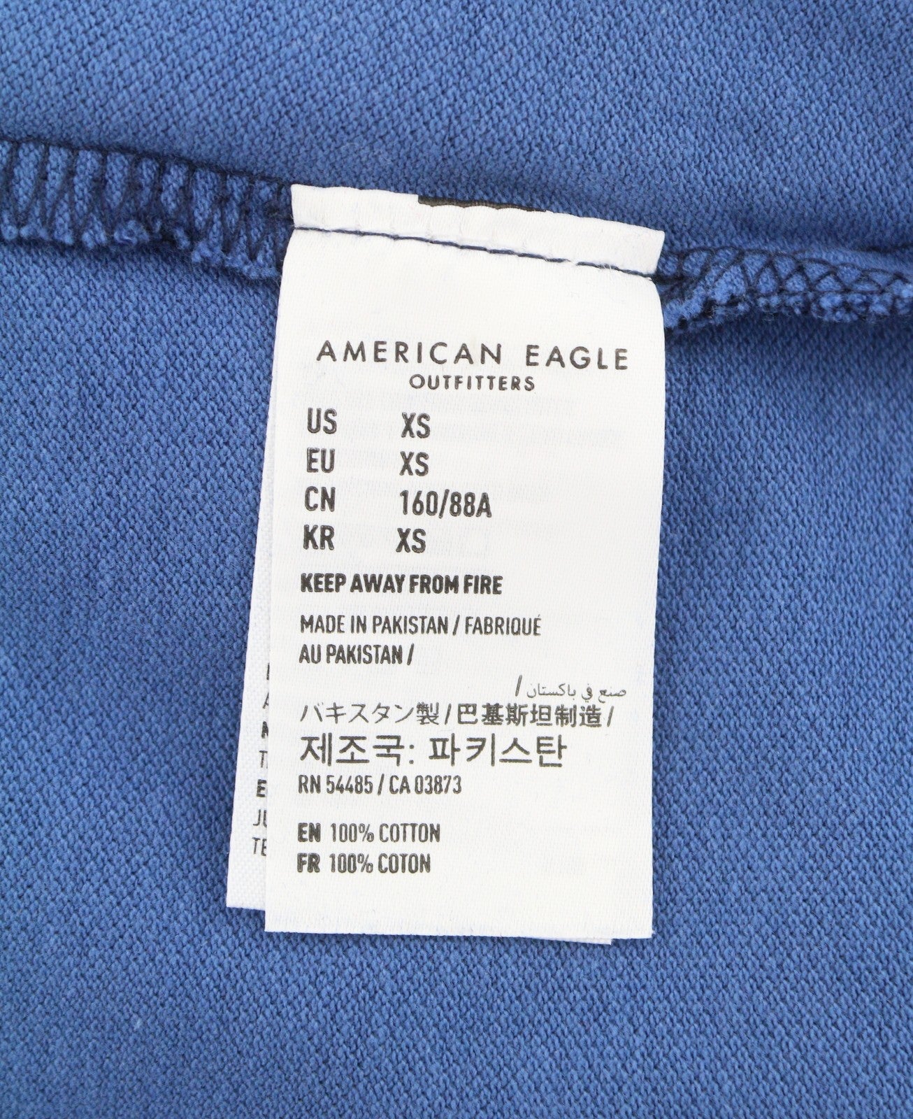 AMERICAN EAGLE OUTFITTERS Men Polos XS Blue Cotton Patterned Short Sleeve