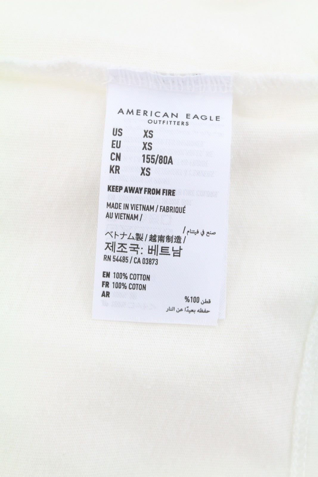 AMERICAN EAGLE OUTFITTERS Women T-Shirt XS White Tricot Cotton Short Sleeved