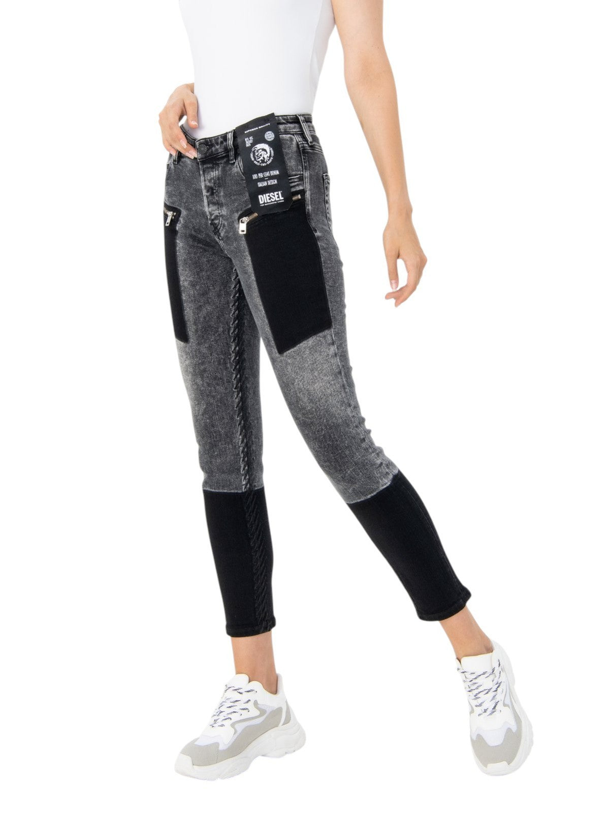 DIESEL Babhila-BK-SP 0890T Women Jeans W26/L30 Stretch Grey Slim Skinny Washed