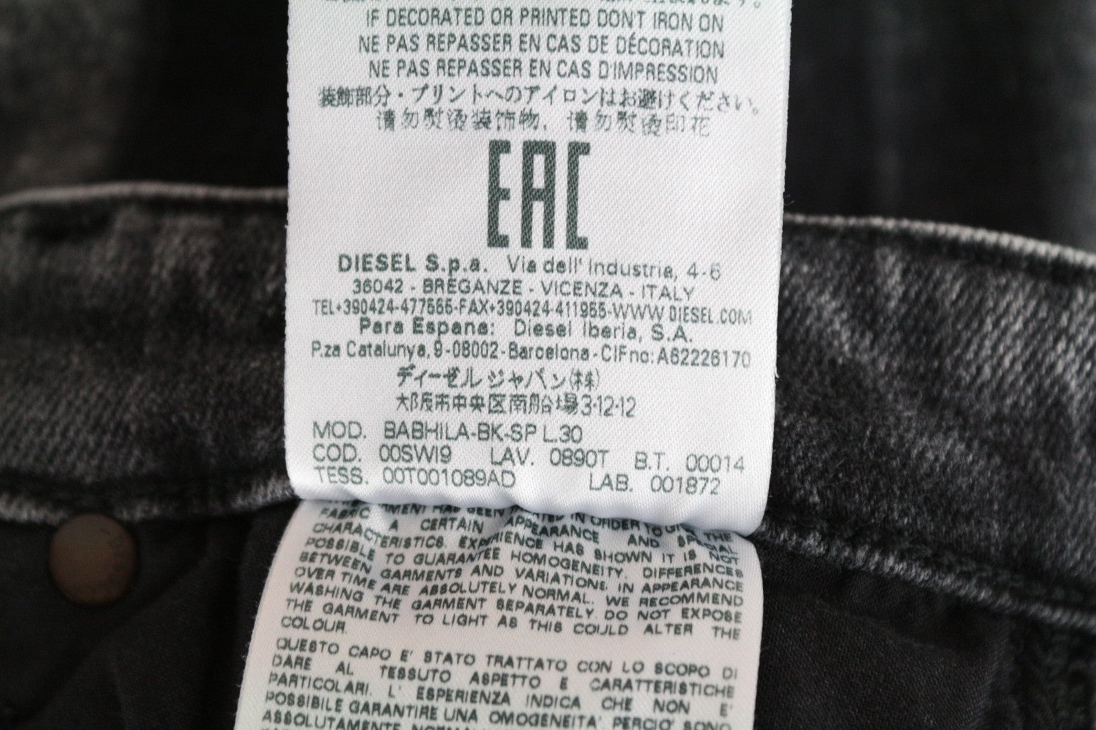 DIESEL Babhila-BK-SP 0890T Women Jeans W26/L30 Stretch Grey Slim Skinny Washed