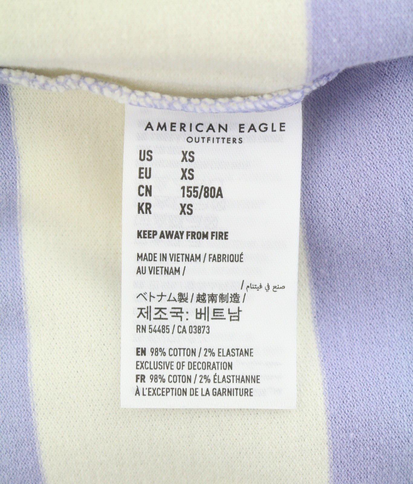 AMERICAN EAGLE OUTFITTERS Women T-Shirt XS Purple Striped Polo Short Sleeve