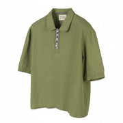 SCOTCH & SODA Men Polos L Military Green Half Button Short Sleeved