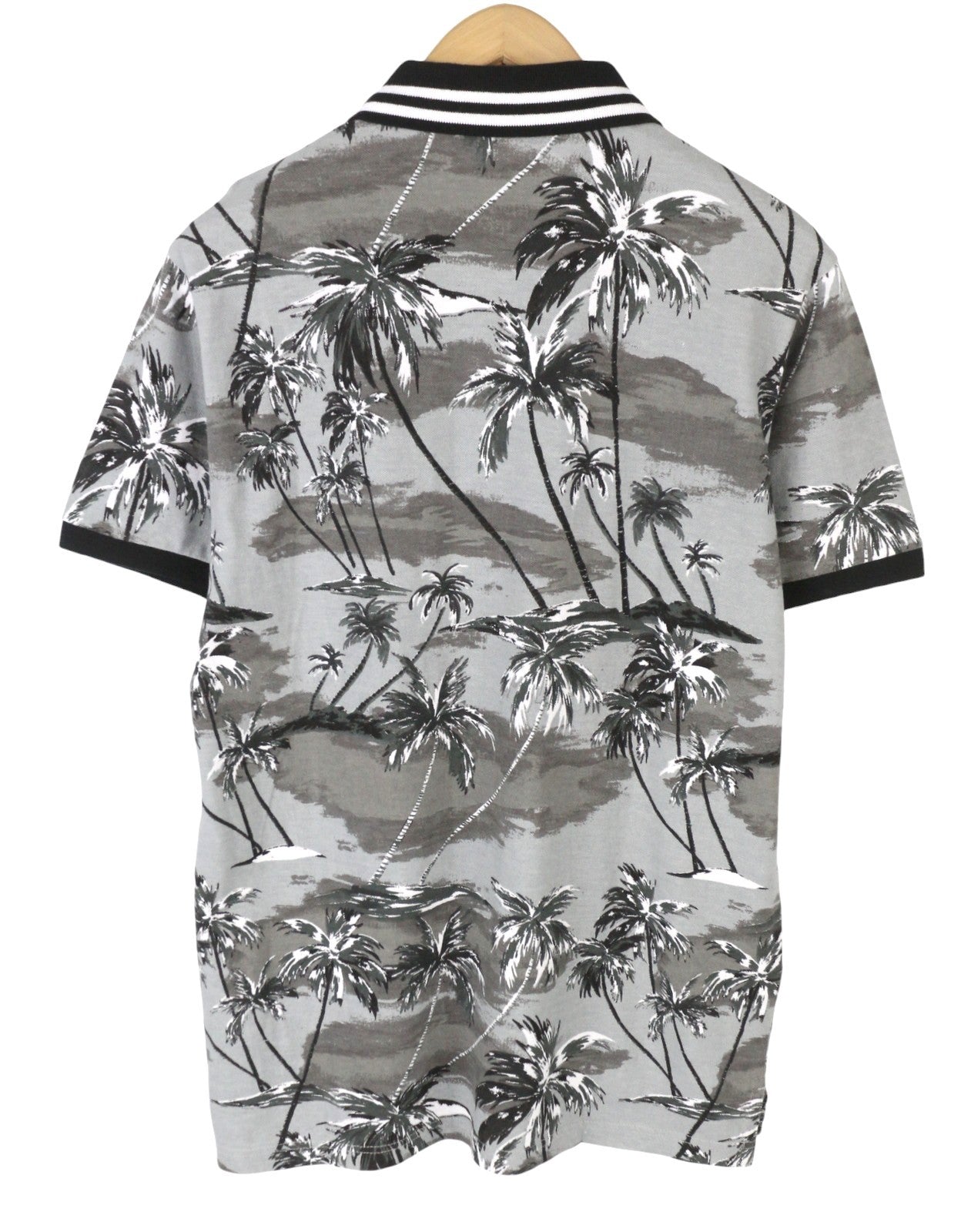 AMERICAN EAGLE OUTFITTERS Men Polos M Grey Palm Tree Print Short Sleeve