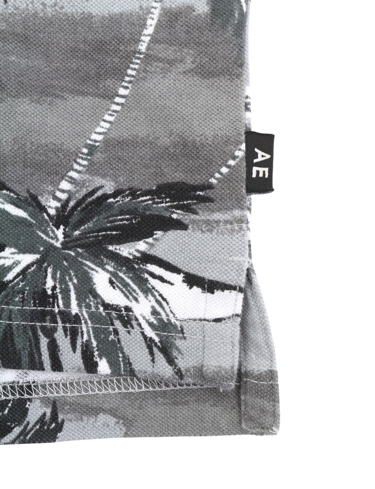 AMERICAN EAGLE OUTFITTERS Men Polos M Grey Palm Tree Print Short Sleeve
