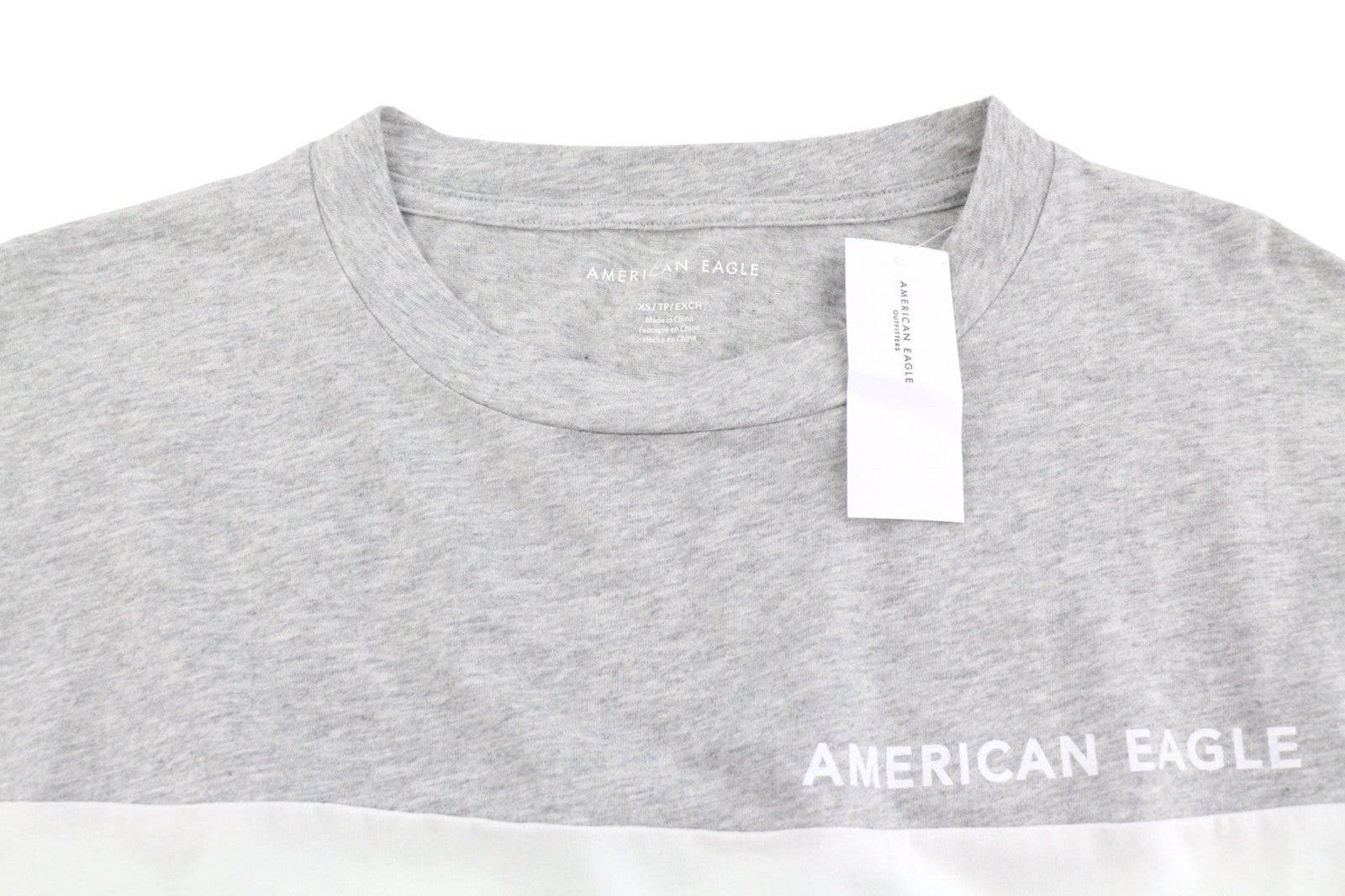 AMERICAN EAGLE OUTFITTERS Women T-Shirt XS Grey Melange Crew Neck Long Sleeve
