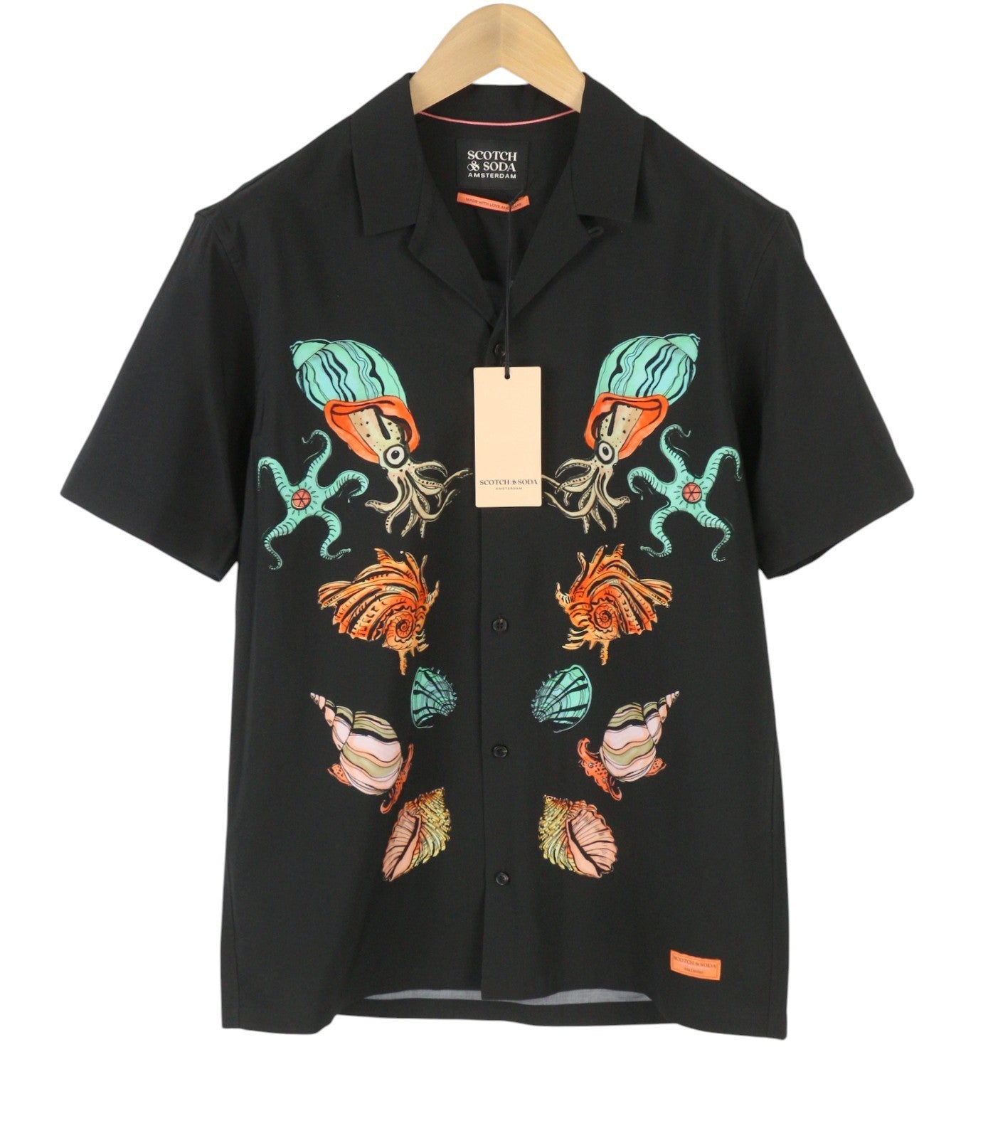 SCOTCH & SODA Men Shirt M Black Patterned Button-Up Short Sleeved