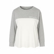 AMERICAN EAGLE OUTFITTERS Women T-Shirt L Grey Melange Crew Neck Long Sleeve