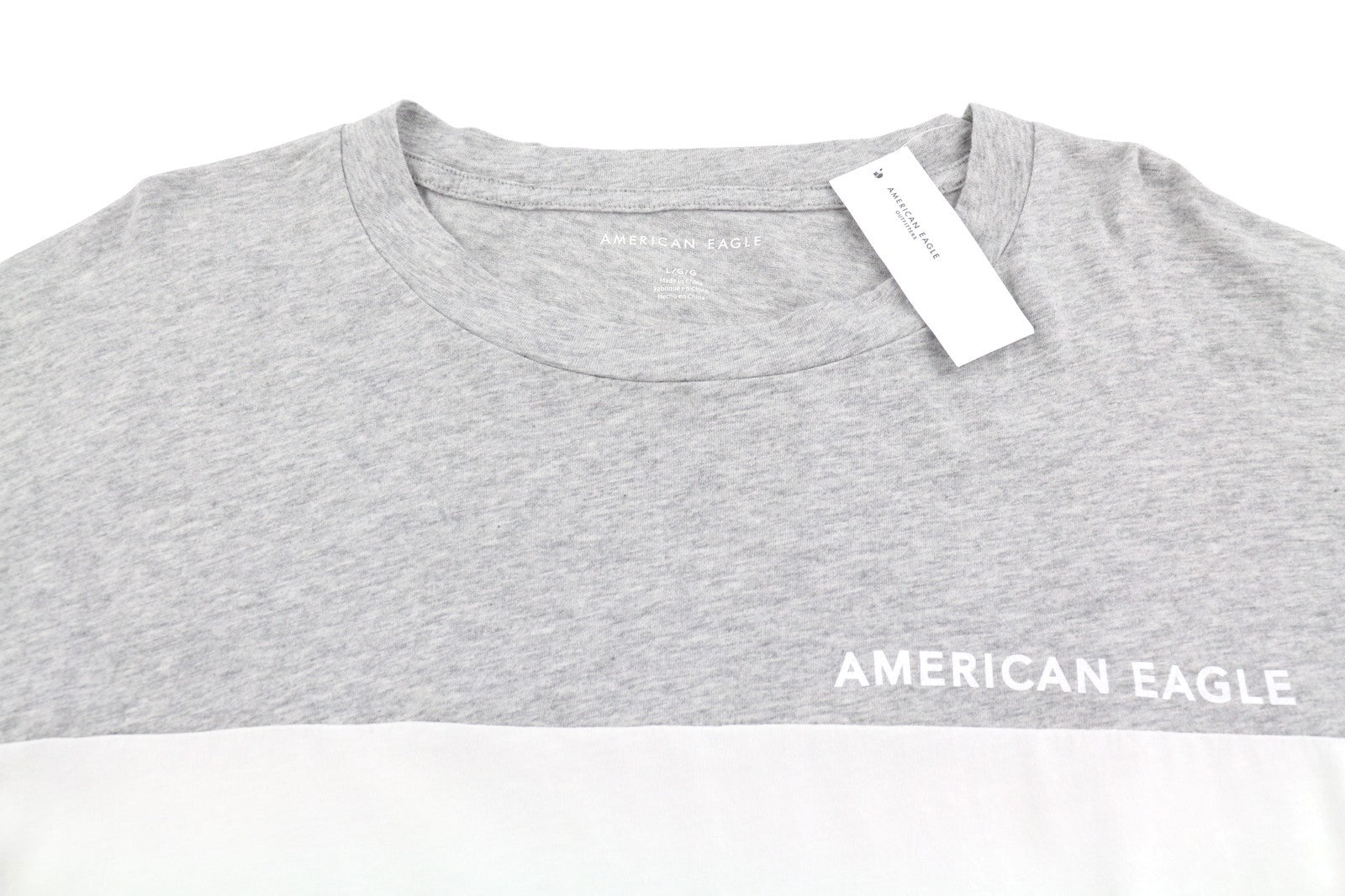 AMERICAN EAGLE OUTFITTERS Women T-Shirt L Grey Melange Crew Neck Long Sleeve