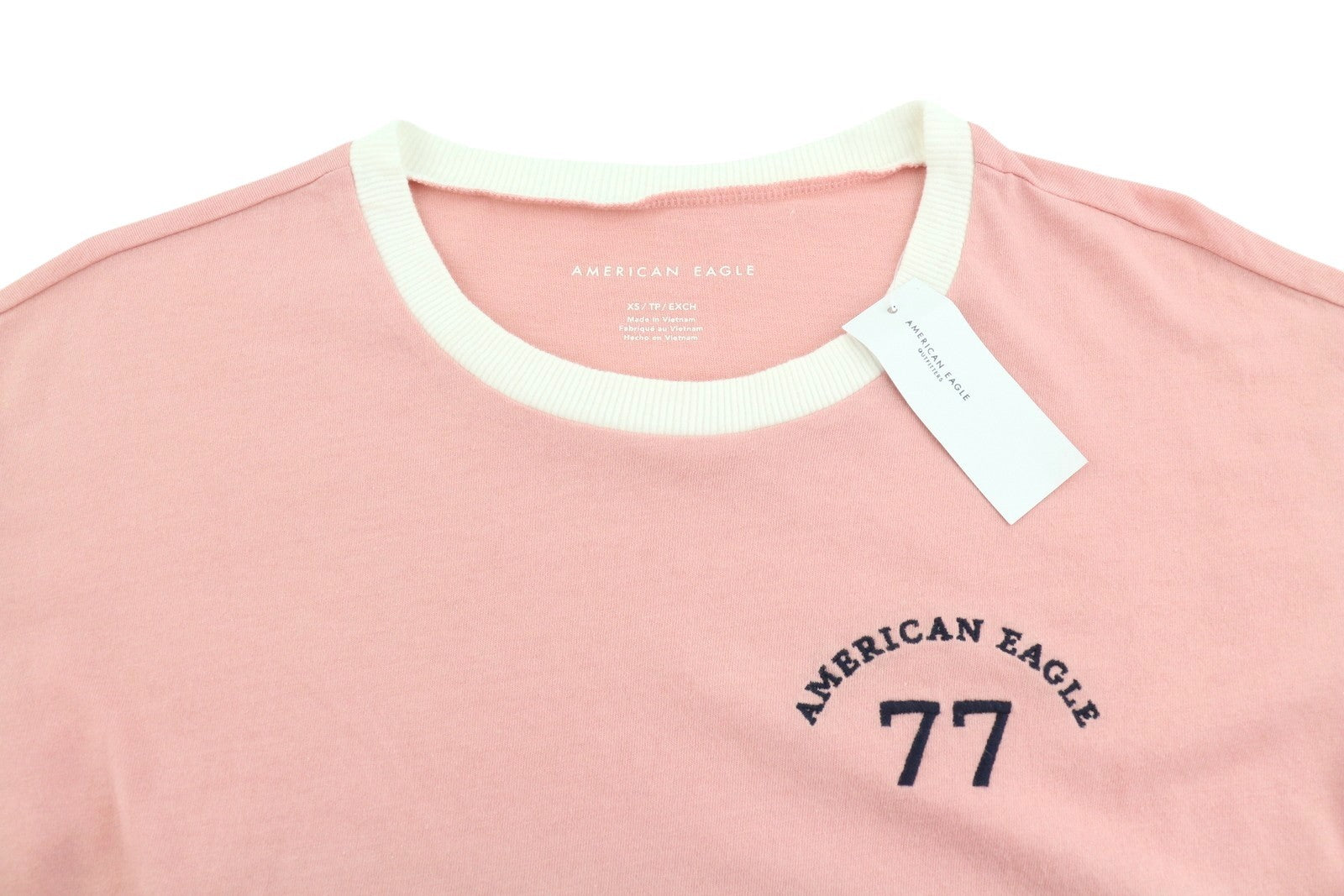 AMERICAN EAGLE OUTFITTERS Women T-Shirt XS Pink Tricot Cotton Crew Short Sleeve