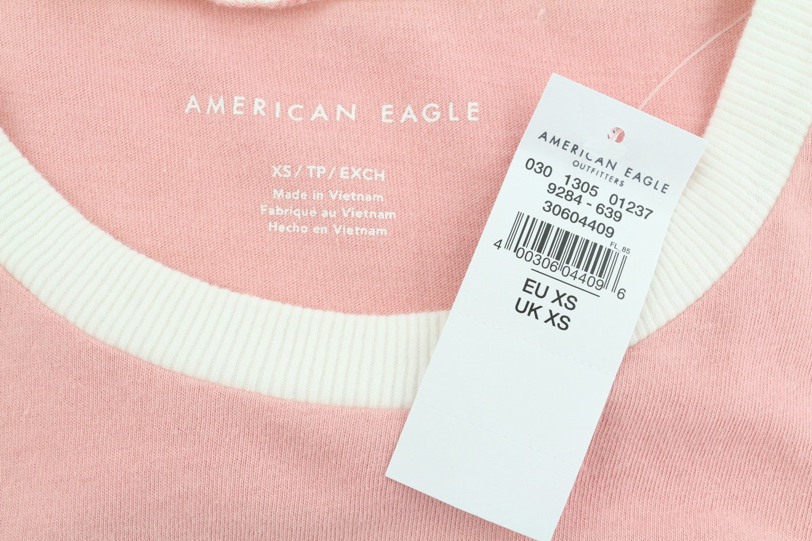 AMERICAN EAGLE OUTFITTERS Women T-Shirt XS Pink Tricot Cotton Crew Short Sleeve