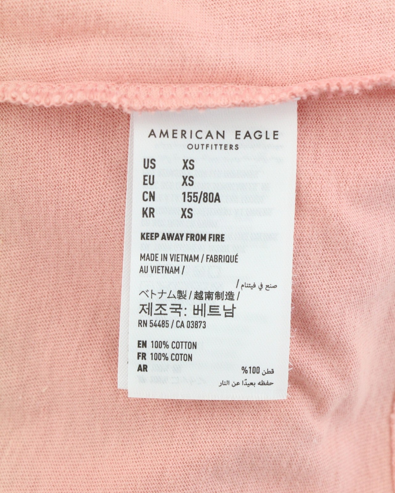 AMERICAN EAGLE OUTFITTERS Women T-Shirt XS Pink Tricot Cotton Crew Short Sleeve