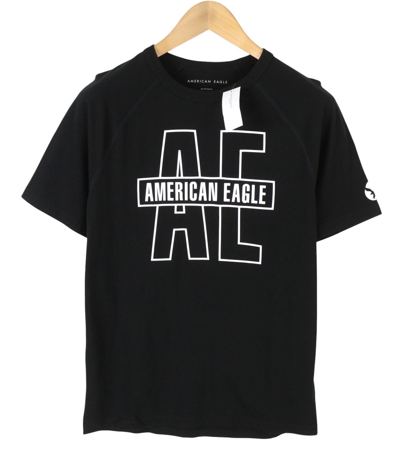 AMERICAN EAGLE OUTFITTERS Men T-Shirt XS Black Cotton Tricot Crew Short Sleeve