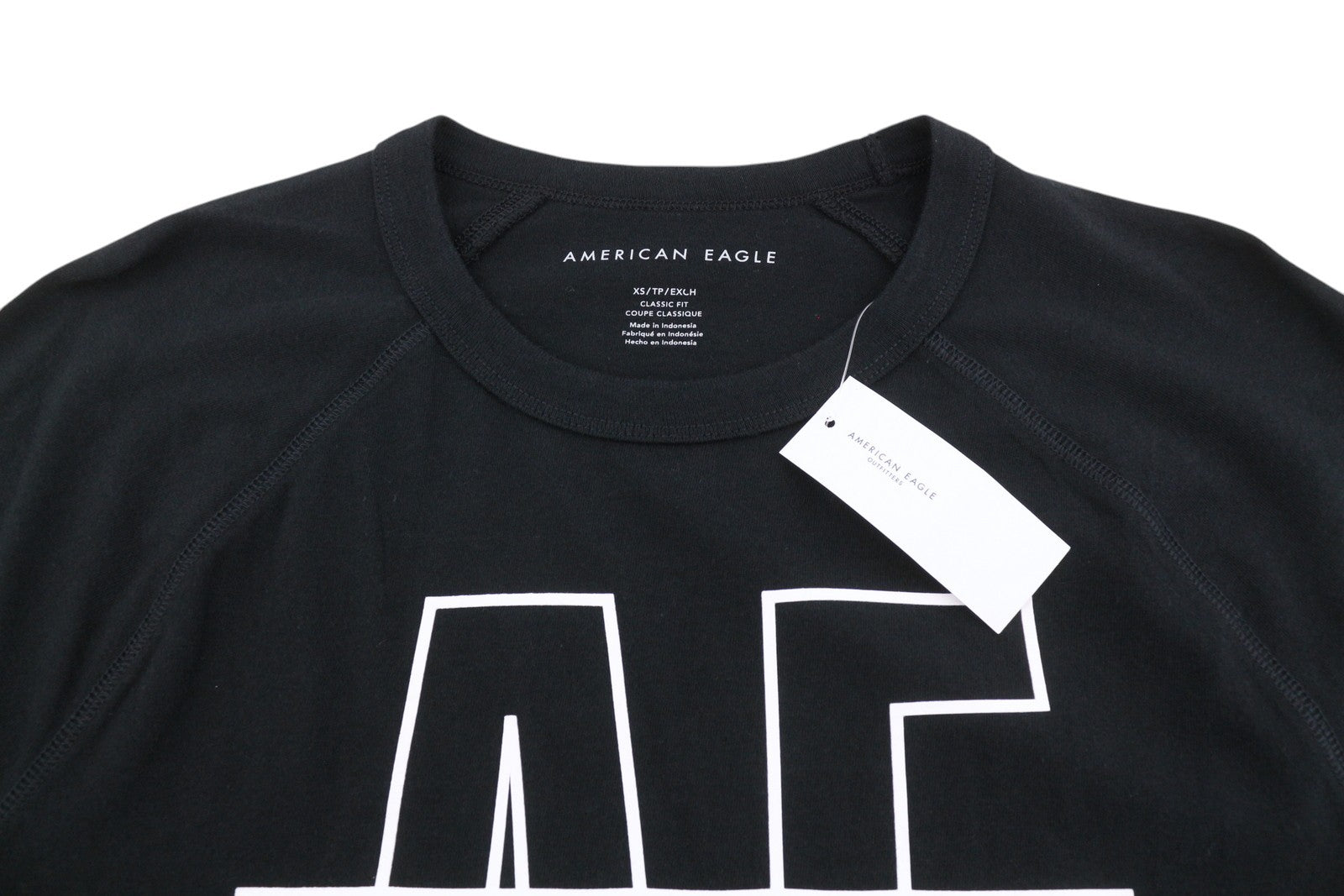 AMERICAN EAGLE OUTFITTERS Men T-Shirt XS Black Cotton Tricot Crew Short Sleeve