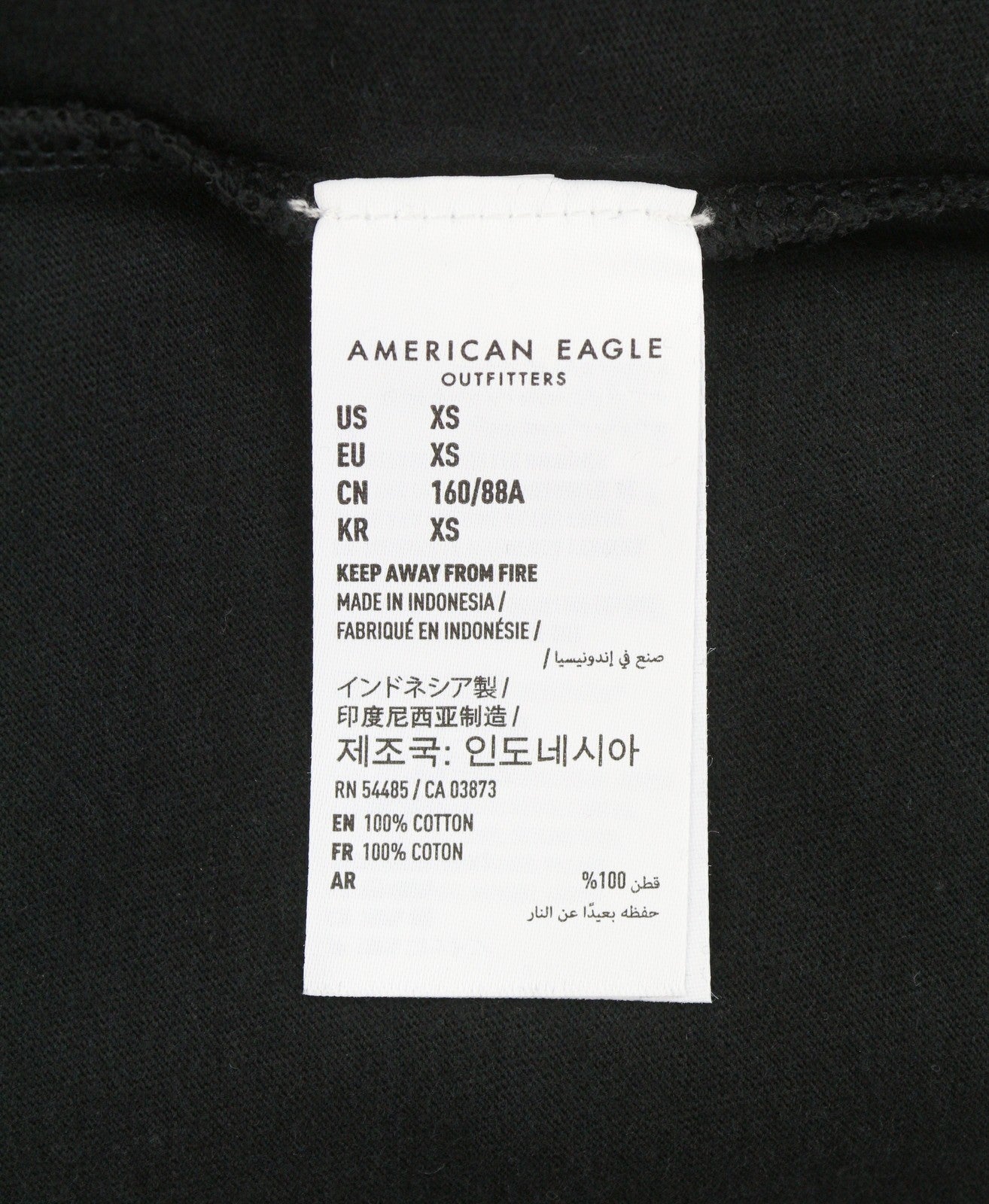 AMERICAN EAGLE OUTFITTERS Men T-Shirt XS Black Cotton Tricot Crew Short Sleeve