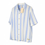 SCOTCH & SODA Men Shirt XL White Striped Linen Blend Button Short Sleeve