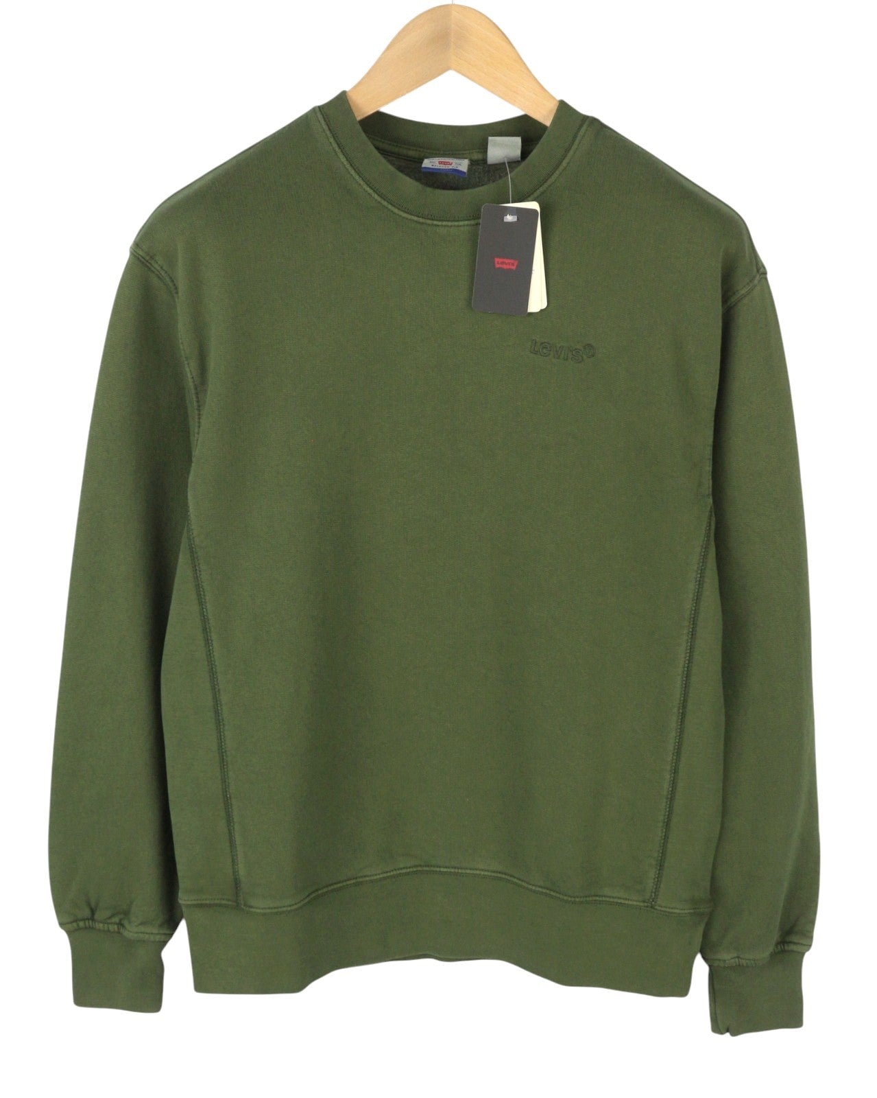 LEVI'S Relaxed Fit Men Sweatshirt XS Khaki Green Crew Neck Long Sleeve Pull On