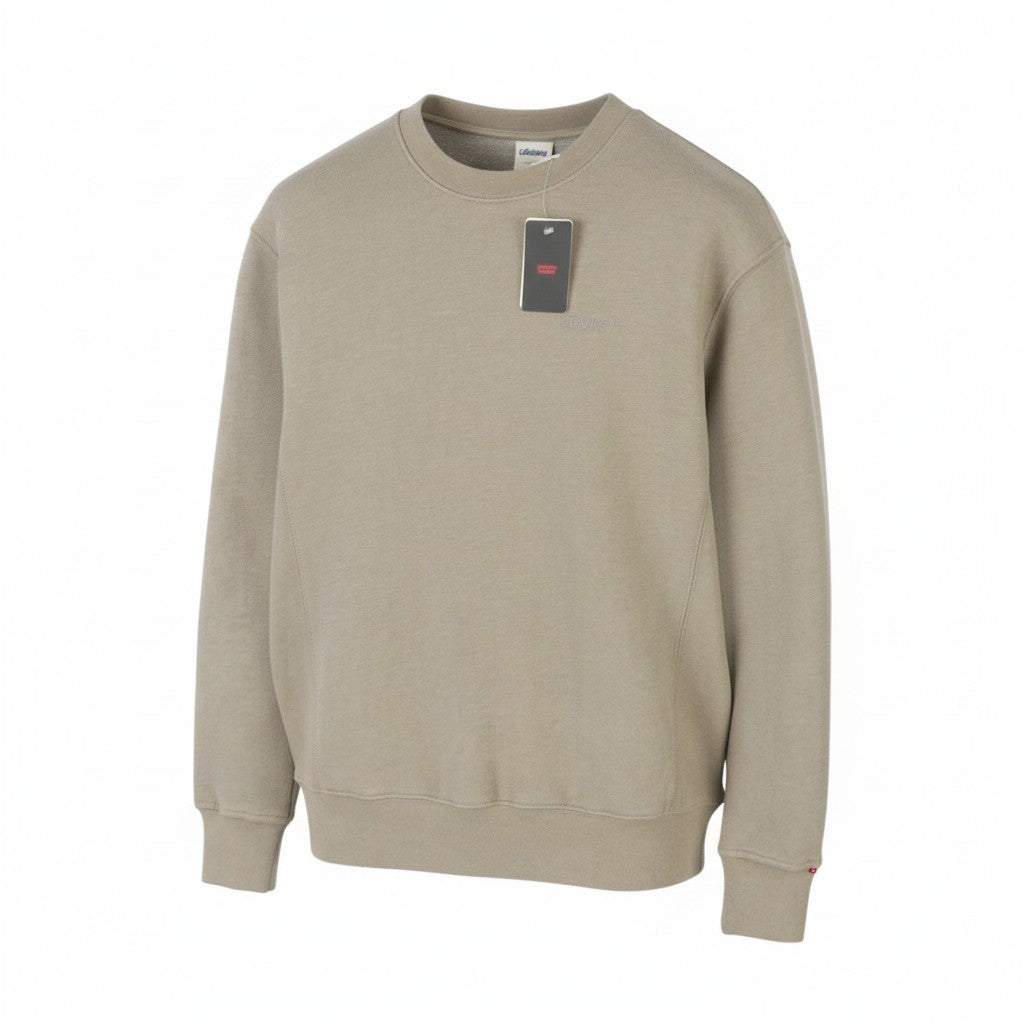 LEVI'S Relaxed Fit Men Sweatshirt XS Brown Melange Crew Neck Long Sleeve Pull On