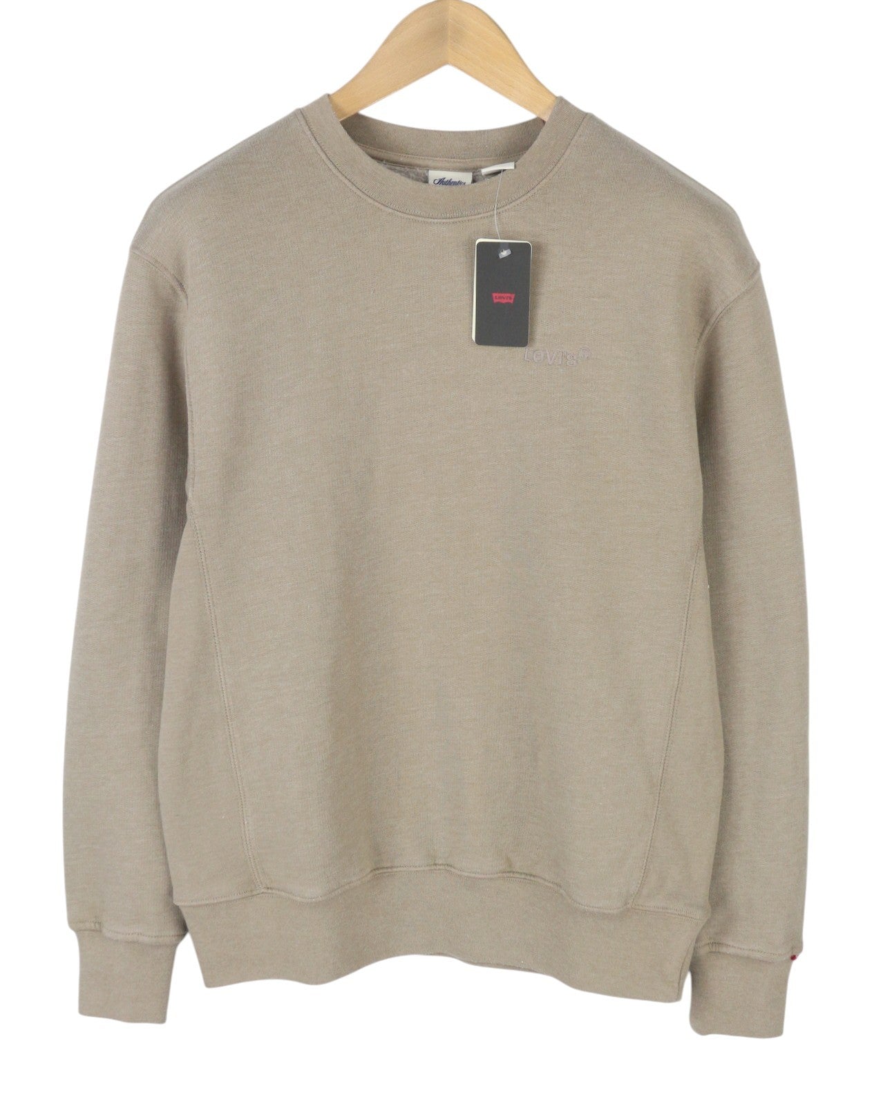 LEVI'S Relaxed Fit Men Sweatshirt XS Brown Melange Crew Neck Long Sleeve Pull On