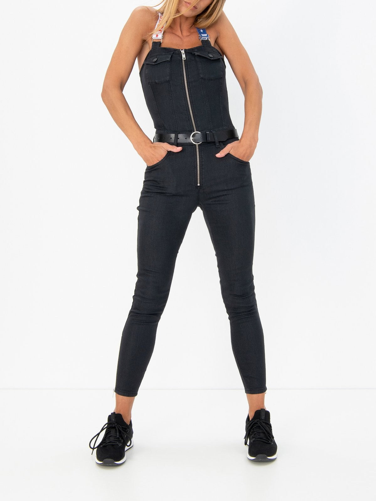 DIESEL D-Ottie-Ne 069HZ Women Jumpsuit 2XS Jogg Sweat Black Stretch Skinny