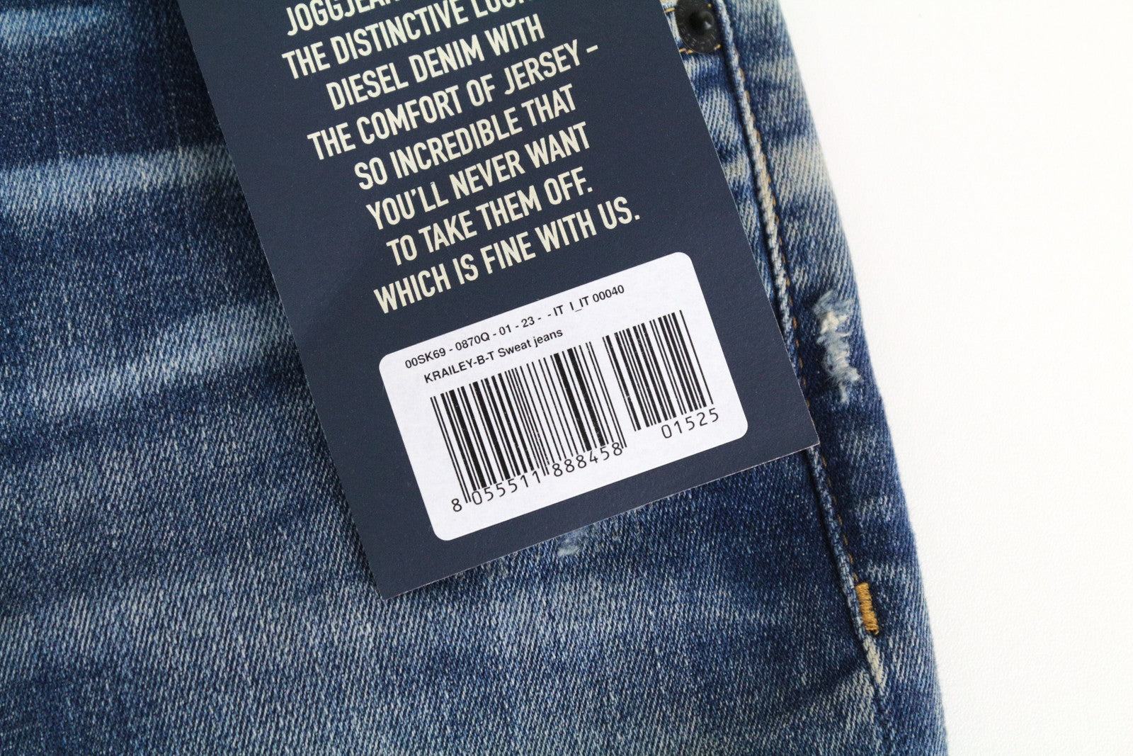 DIESEL Krailey-B-T 0870Q Women Jeans W32 Jogg Sweat Blue Boyfriend Distressed