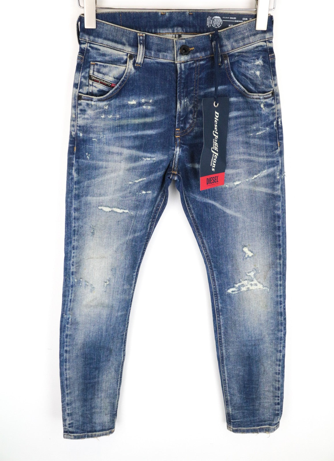 DIESEL Krailey-B-T 0870Q Women Jeans W32 Jogg Sweat Blue Boyfriend Distressed