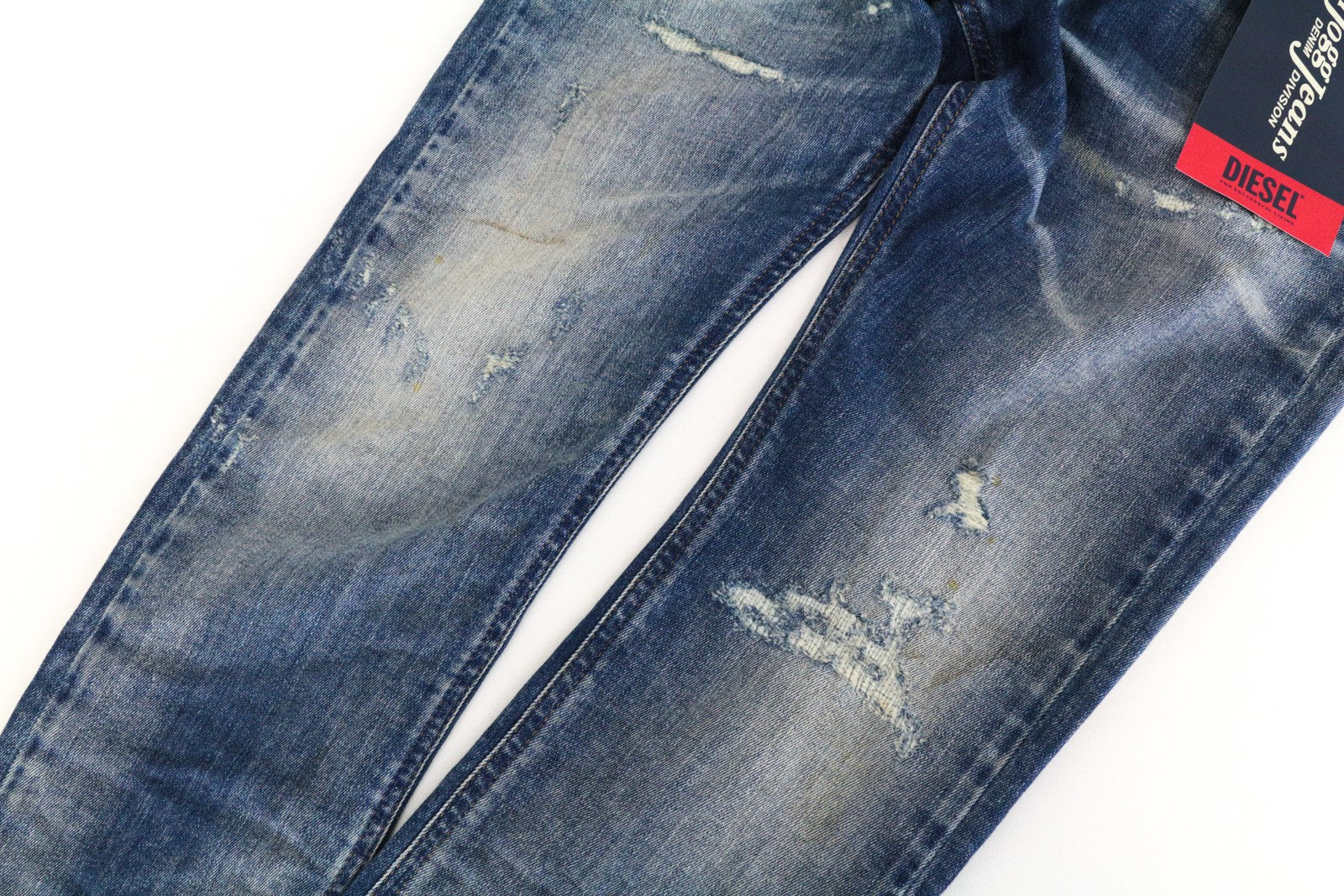 DIESEL Krailey-B-T 0870Q Women Jeans W32 Jogg Sweat Blue Boyfriend Distressed