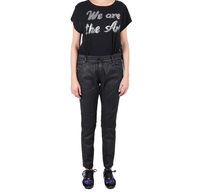 DIESEL Krailey-SP-Ne 0849R Women Jeans W27 Jogg Sweat Black Coated Boyfriend