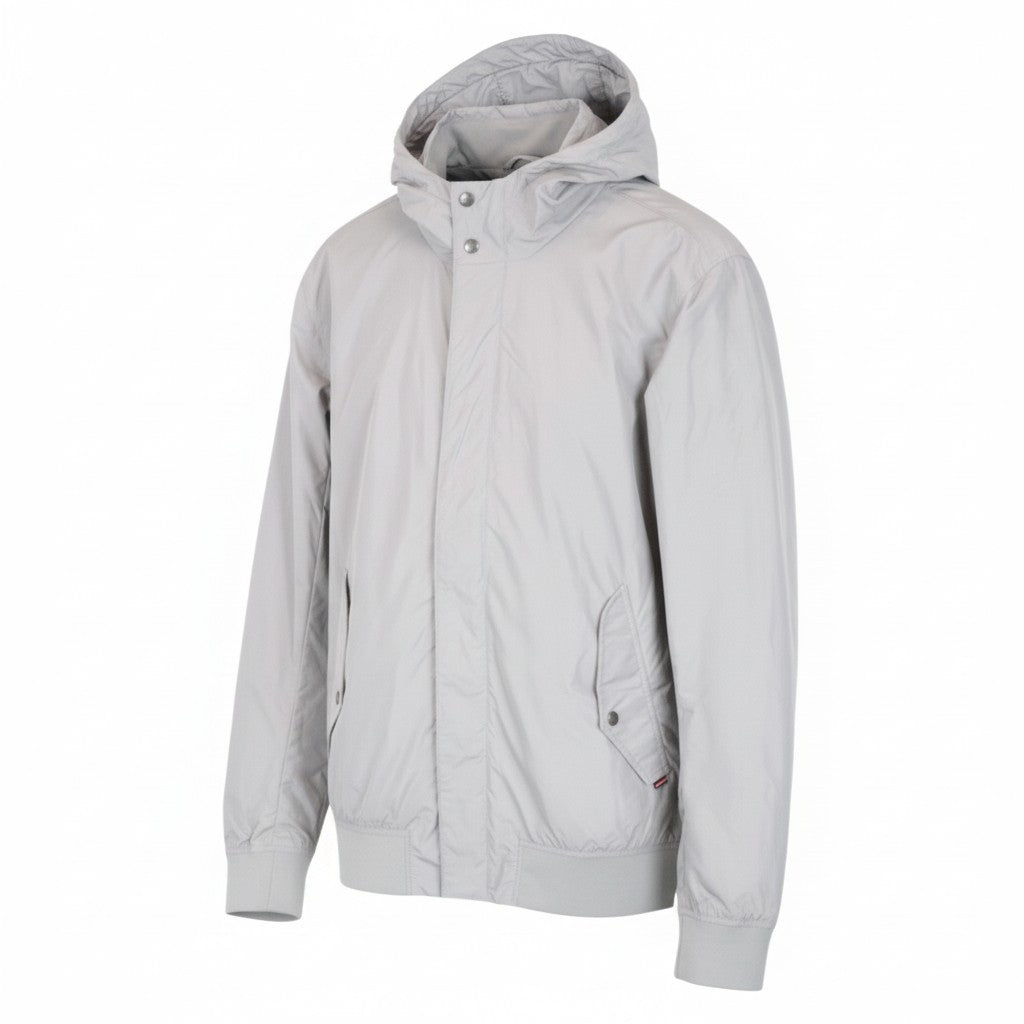 SCOTCH & SODA Men Jacket 2XL Classic Light Grey Hooded Windbreaker Zippered