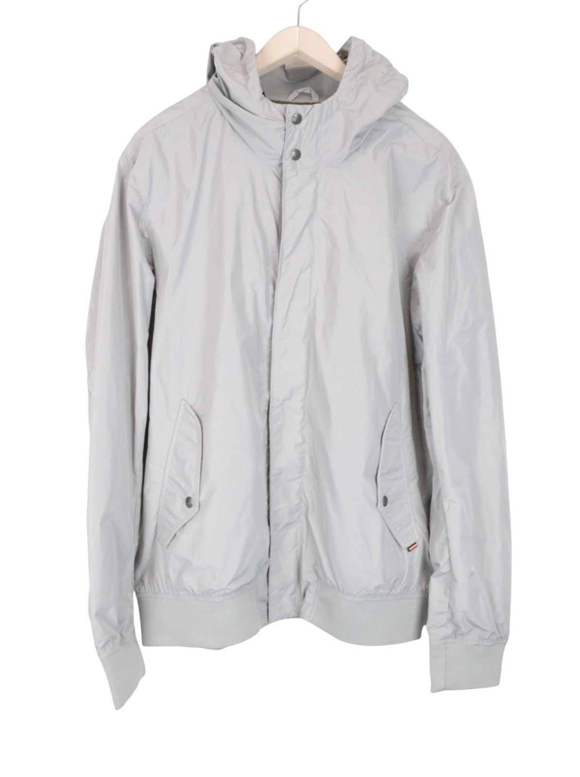 SCOTCH & SODA Men Jacket 2XL Classic Light Grey Hooded Windbreaker Zippered