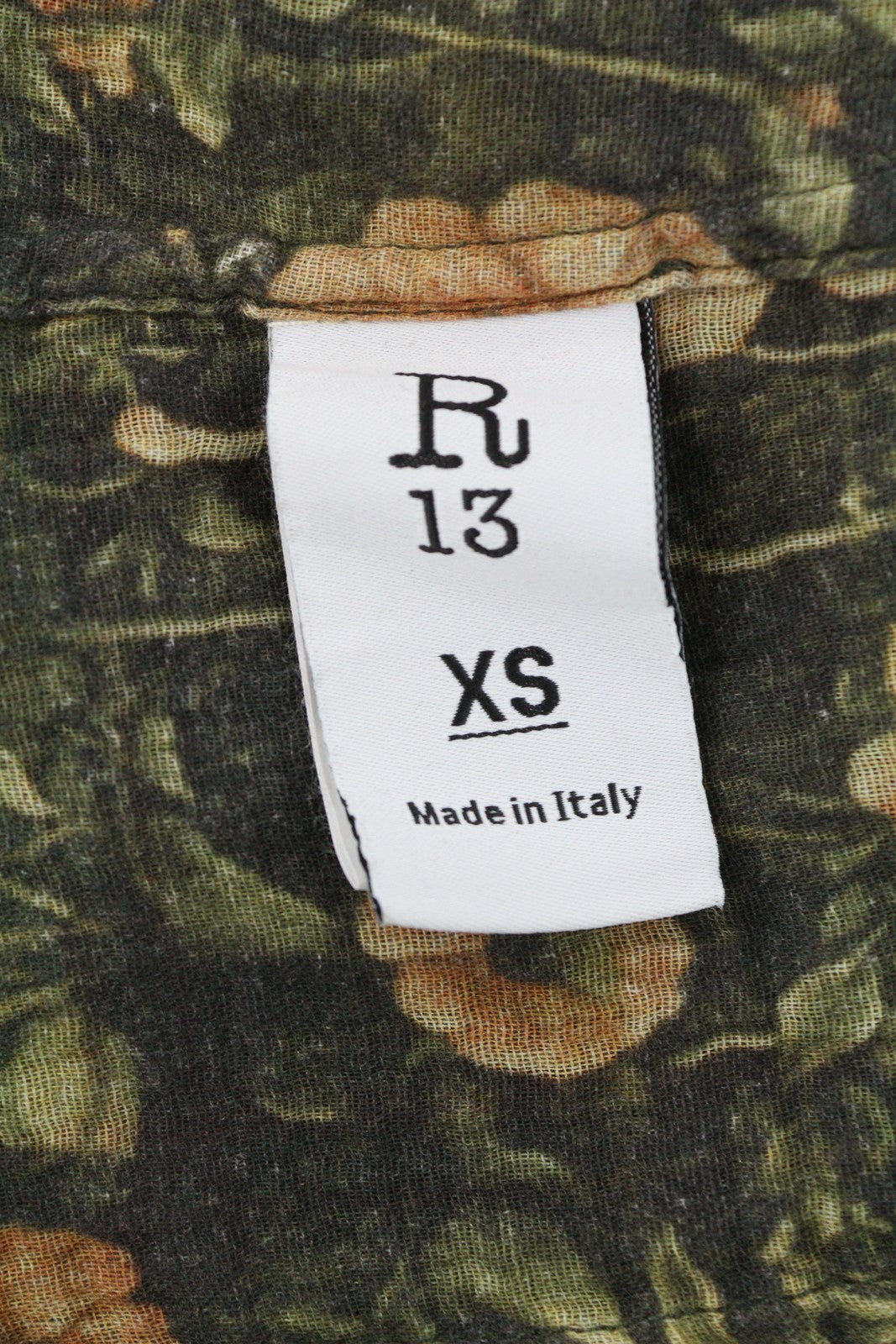 R13 Multi-Strip Drop Neck Women Shirt XS Floral Oversized Loose FW25 RRP945