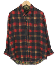 R13 Reversible Drop Neck Women Shirt 2XS Red Plaid With Leaf Camo FW25 RRP1045